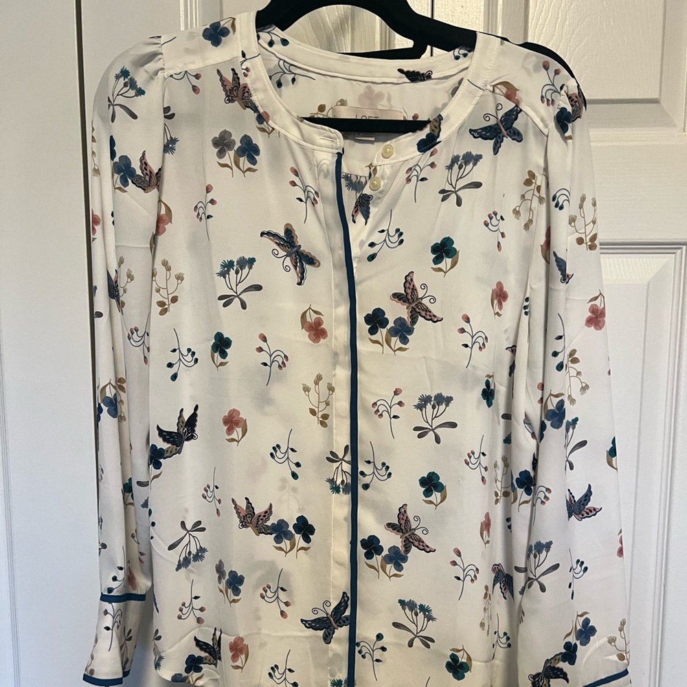 EUC Loft Butterfly and Floral print top